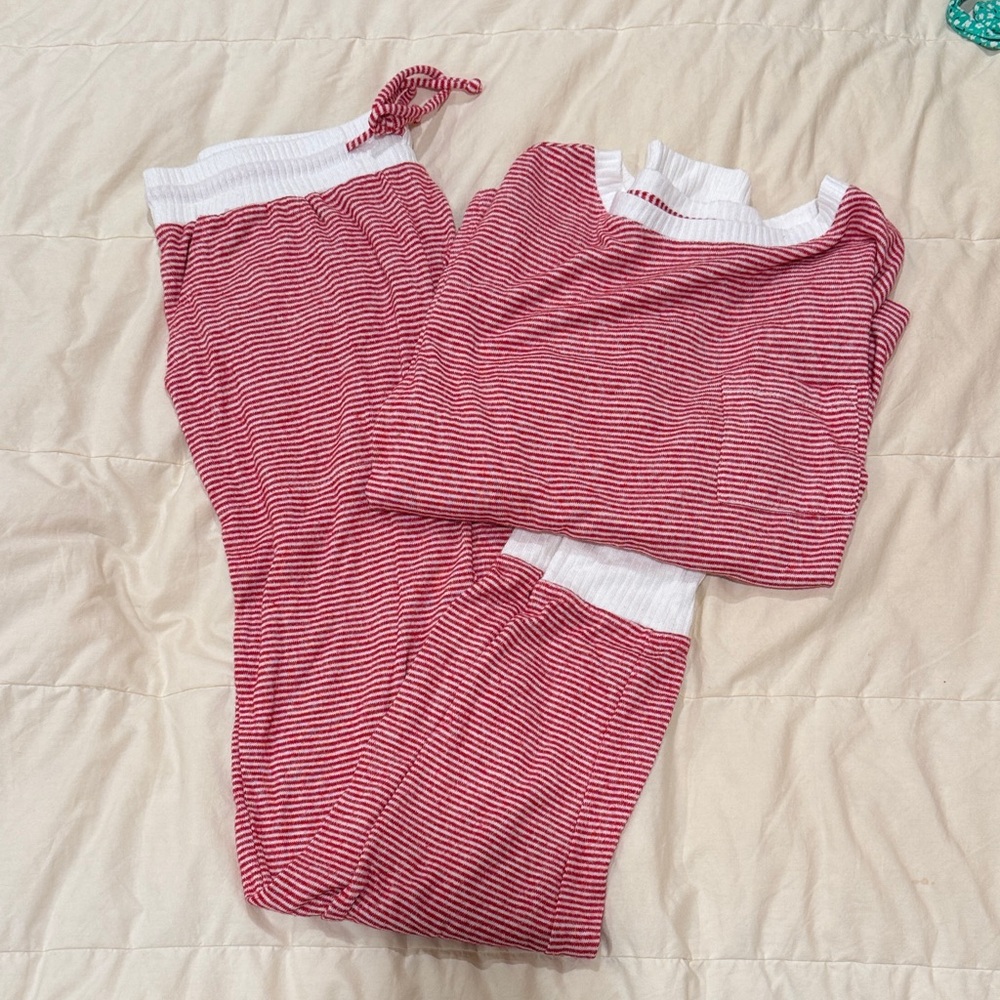 Red and White Striped Pajama Set
